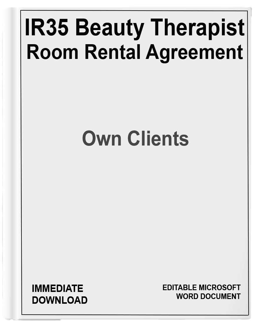 Beauty Therapist Room Rental Agreement Own Clients Only
