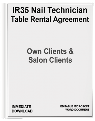 Nail Technician Table Rental Agreement Own and Salon Clients