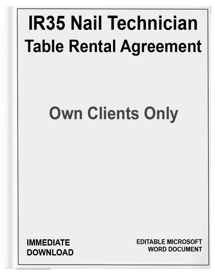 Nail Technician Table Rental Agreement Own Clients Only